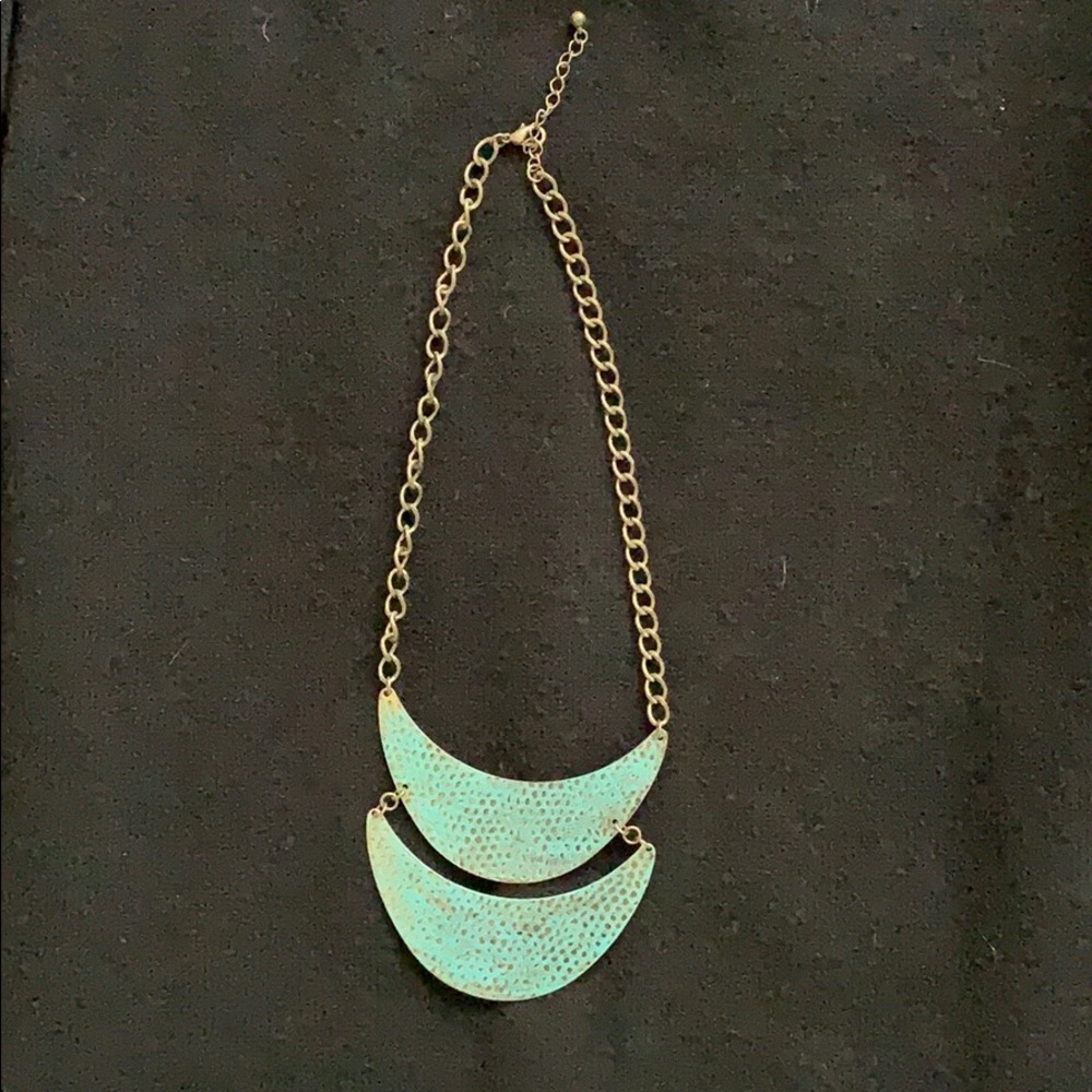 Gold and sea foam hammered statement necklace